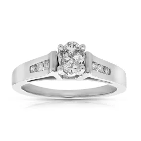 0.60 cttw Diamond Engagement Ring 14K White Gold Wedding Bridal