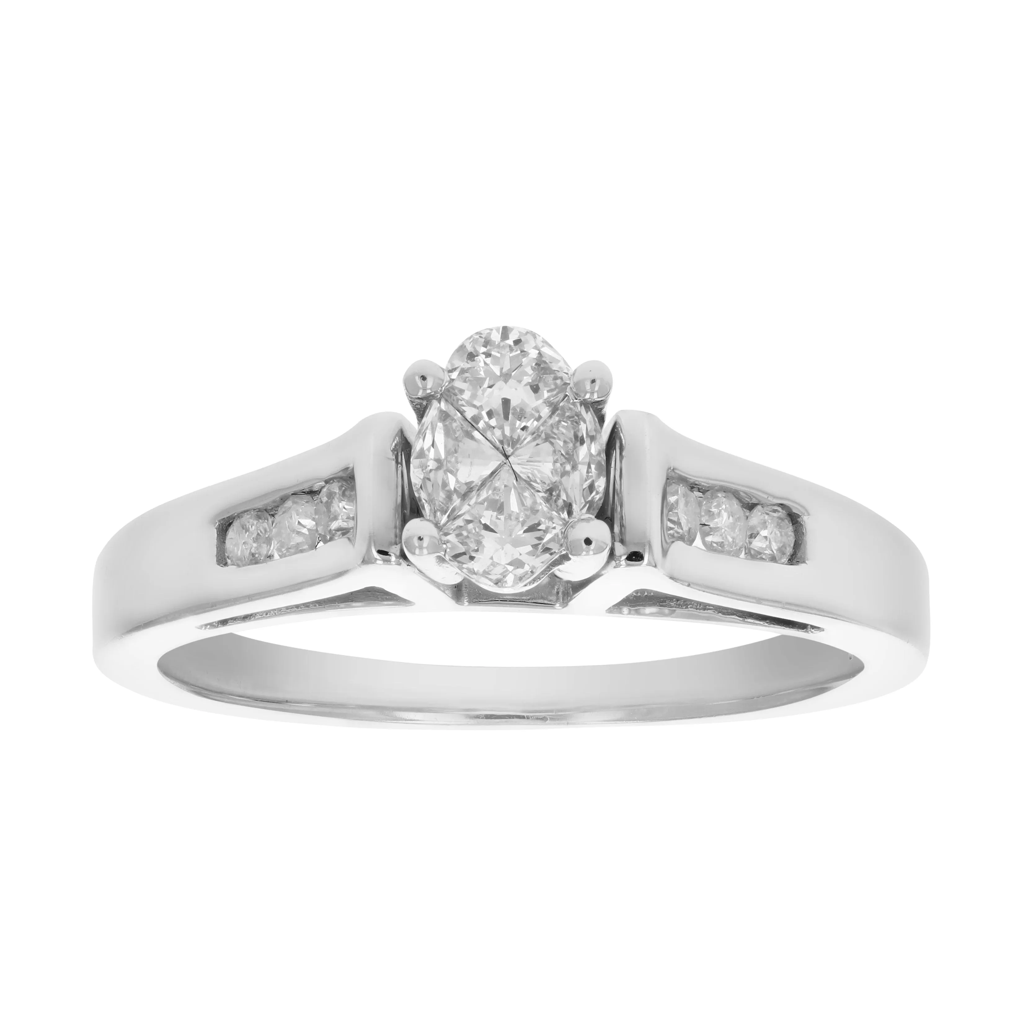 0.60 cttw Diamond Engagement Ring 14K White Gold Wedding Bridal