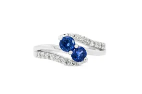 0.85 CT Sapphire Diamond Ring 0.36 CT TW 14K White Gold SPR006