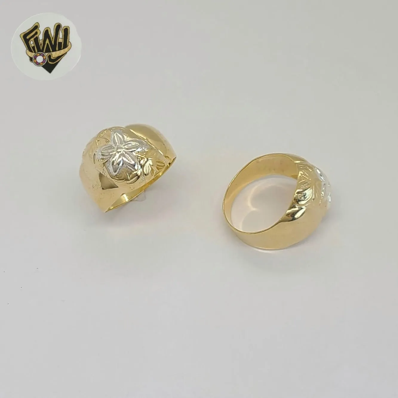 (1-3051-6) Gold Laminate - Two Tone Flower Ring - BGF