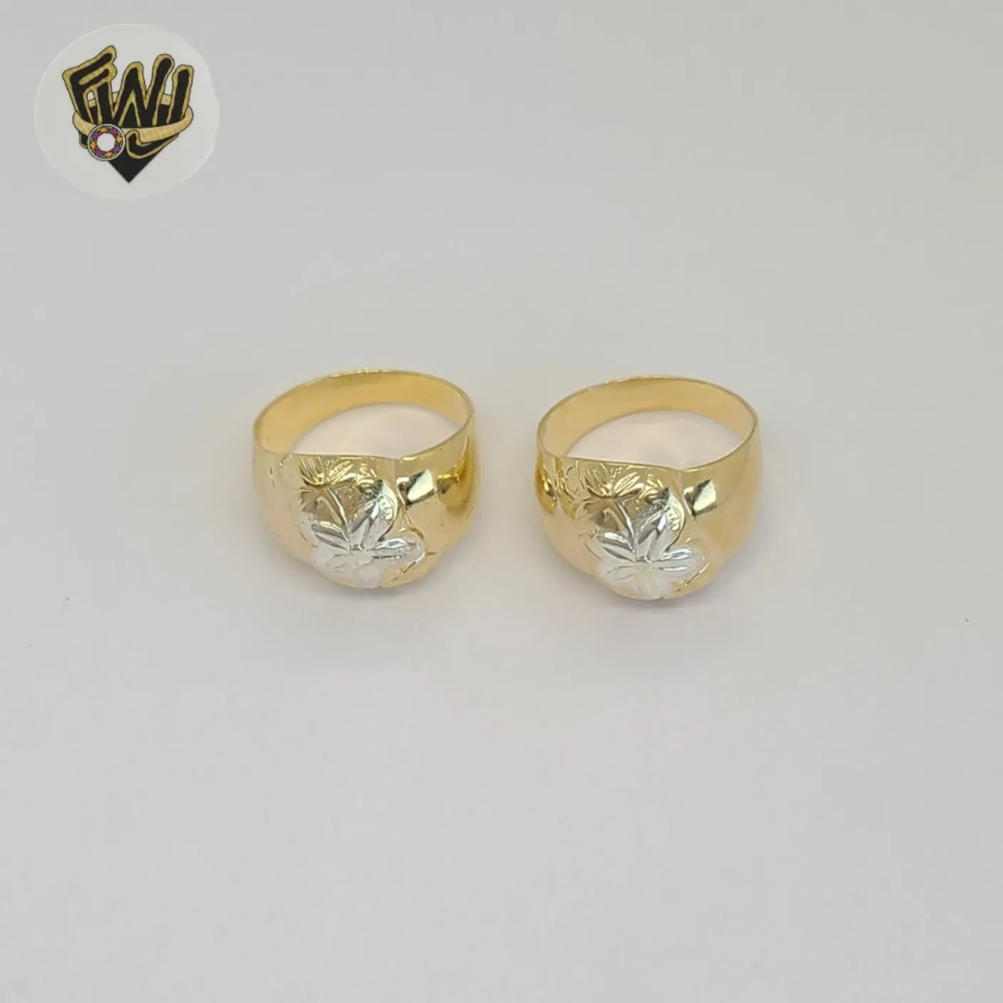 (1-3051-6) Gold Laminate - Two Tone Flower Ring - BGF