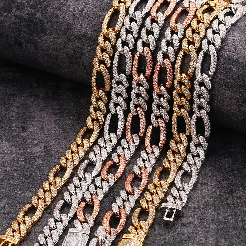 10mm Fully Iced Figaro Cuban Chain