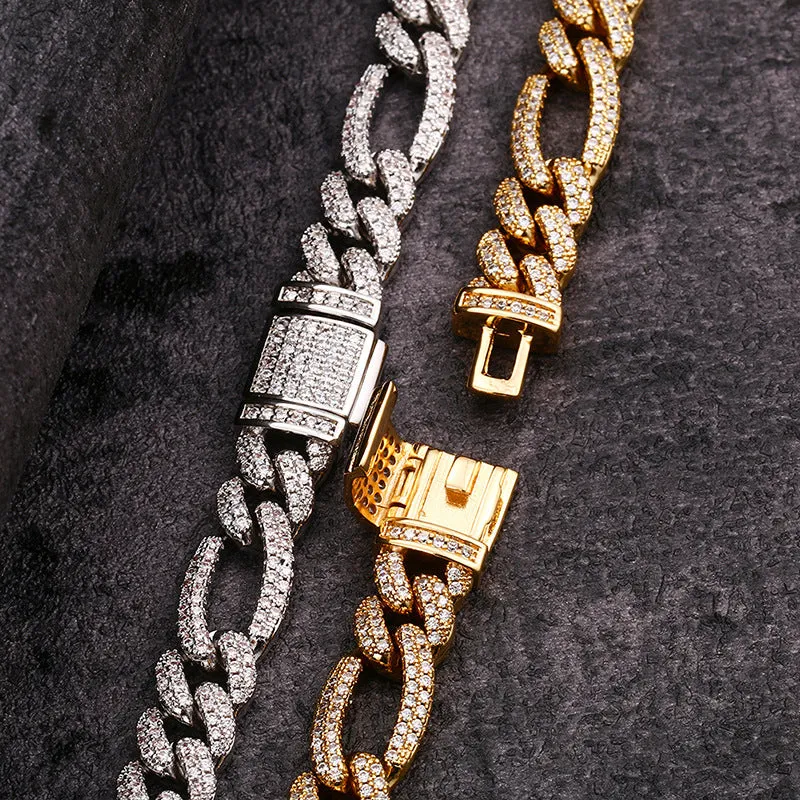 10mm Fully Iced Figaro Cuban Chain