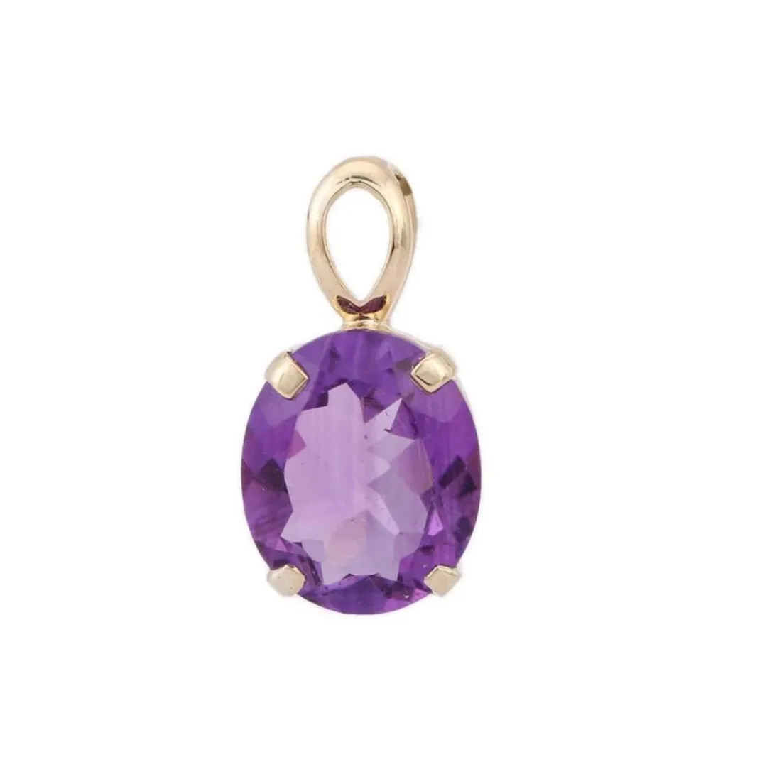 14K Gold Amethyst Stone Pendant