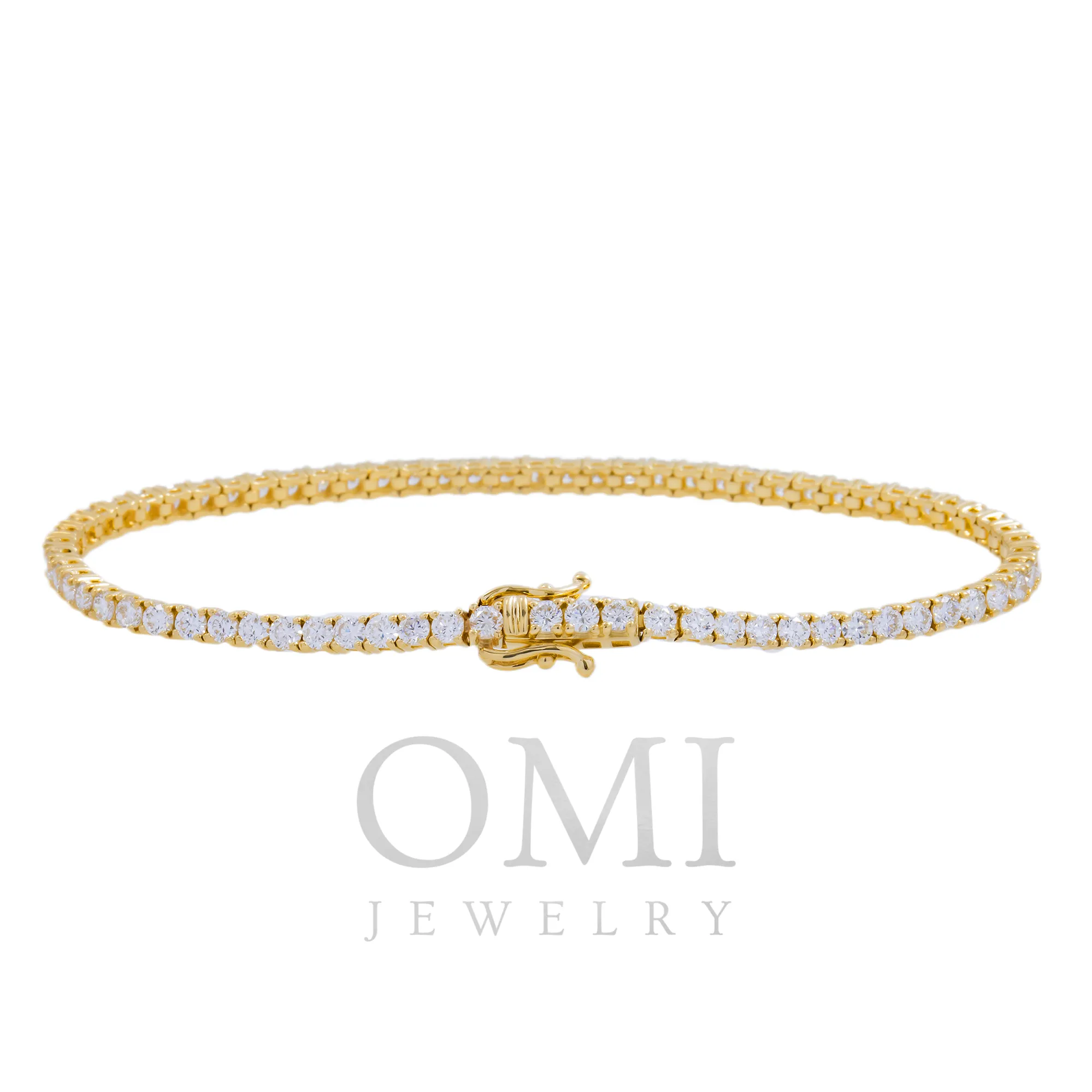 14K GOLD ROUND DIAMONDS TENNIS BRACELET 4.57 CT