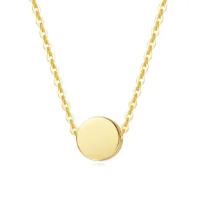 14K Gold Tiny Dot Round Small Coin Necklace Pendant Minimalist Dainty Fine Jewelry for Women Girls Teens