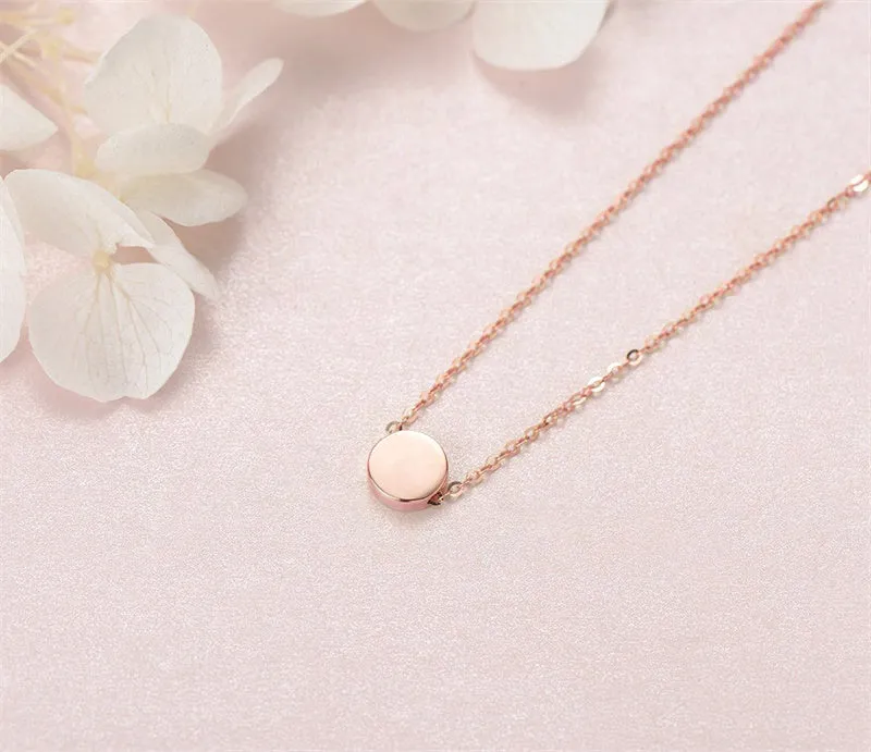 14K Gold Tiny Dot Round Small Coin Necklace Pendant Minimalist Dainty Fine Jewelry for Women Girls Teens