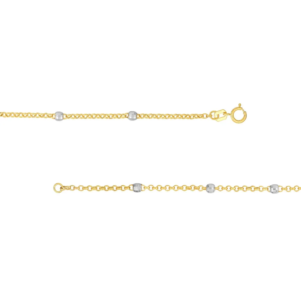 14k Two-Tone Disco Bead Chain Necklace