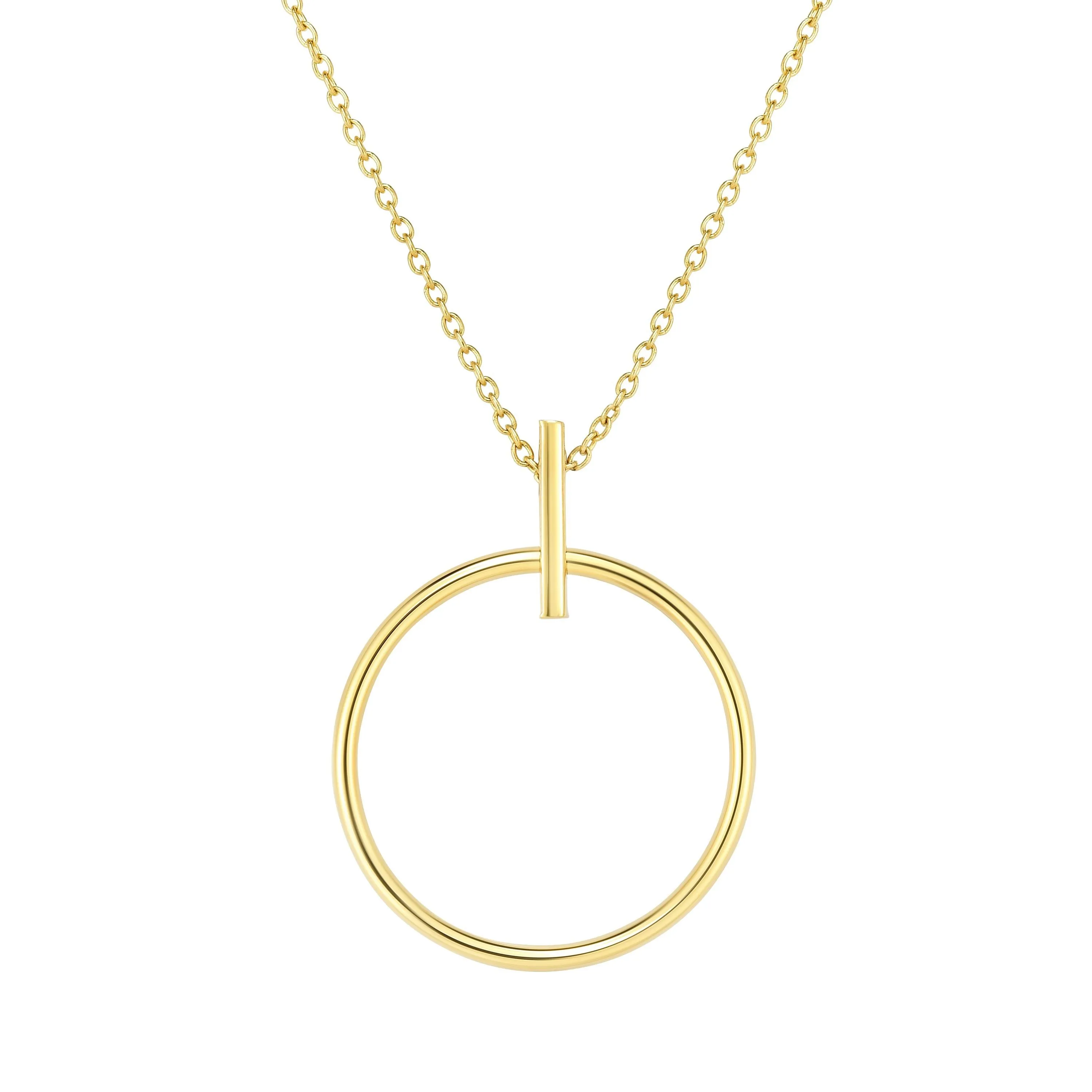 14k Yellow Gold Ring Of Life Pendant Necklace, 17