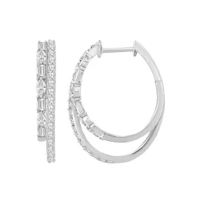 18k Gold Double Row Hoop Earrings