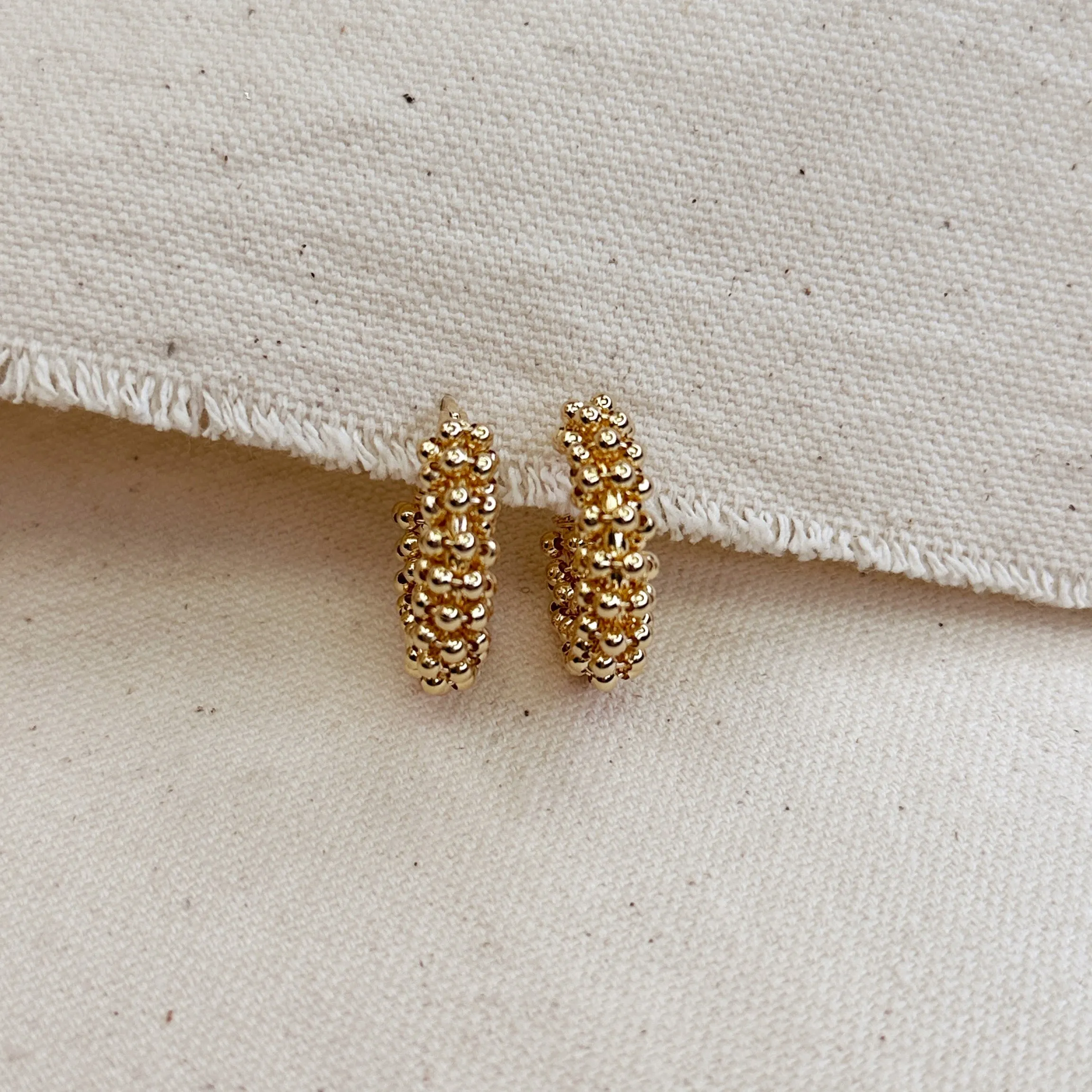 18k Gold Filled Beaded Cluster Hoop Earrings