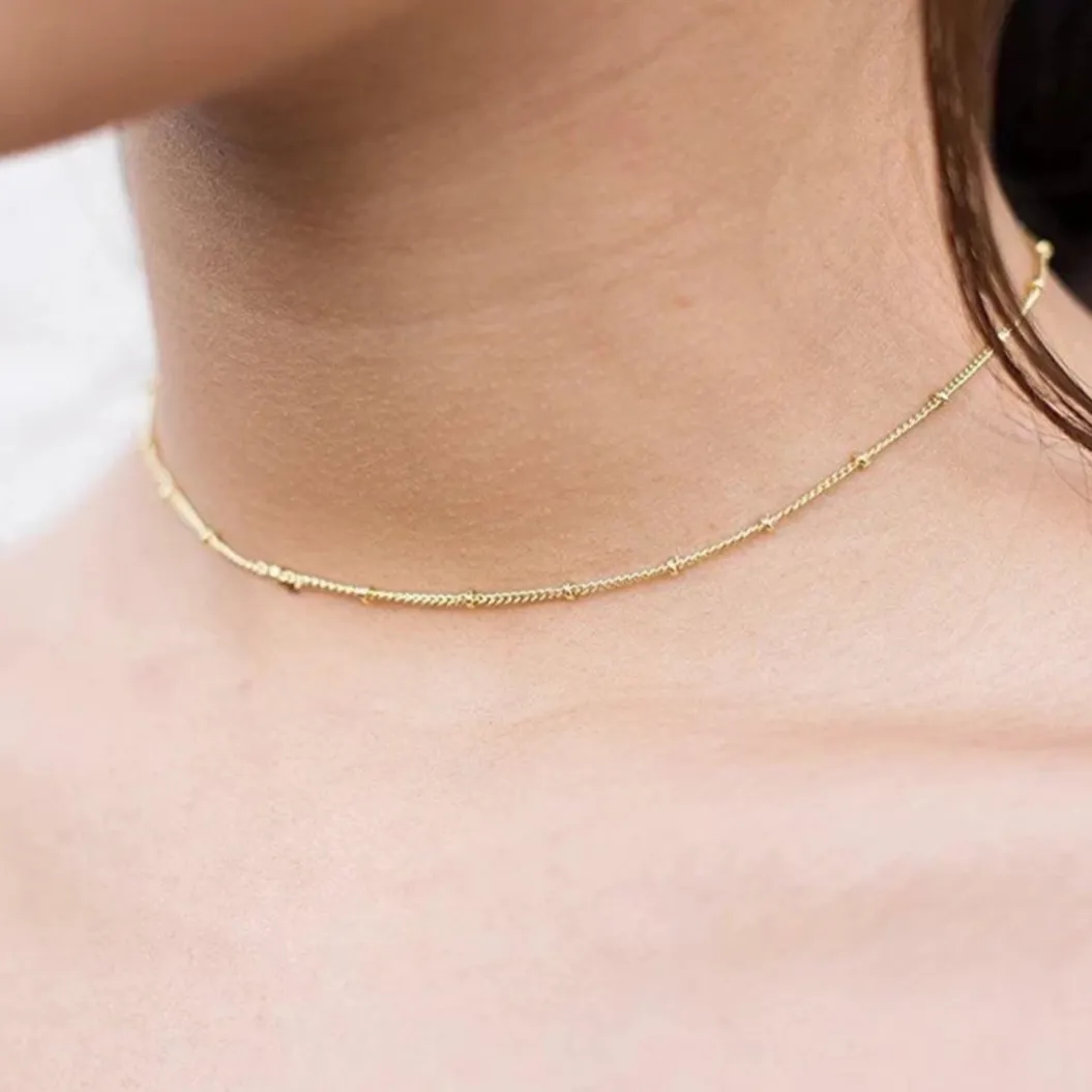 18k/925 Vermeil Simple Ball Choker Necklace