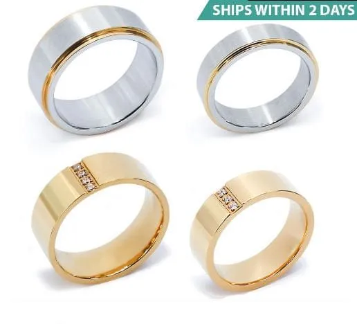 2 Pairs of Stainless Steel Couple Rings