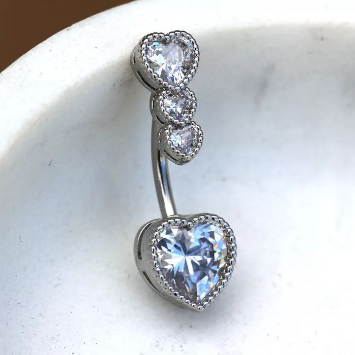 316L Stainless Steel Cascading Heart Navel Ring