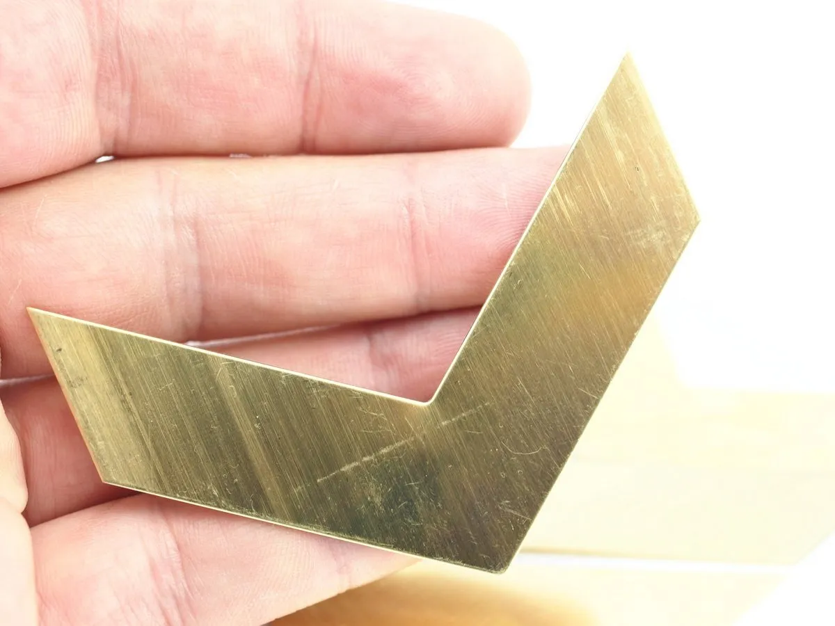 6 Raw Brass Chevron Blanks (70x20x16x0.80mm) A0823--n0646