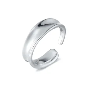 925 Sterling Silver Irregular Concave Adjustable Plain Ring