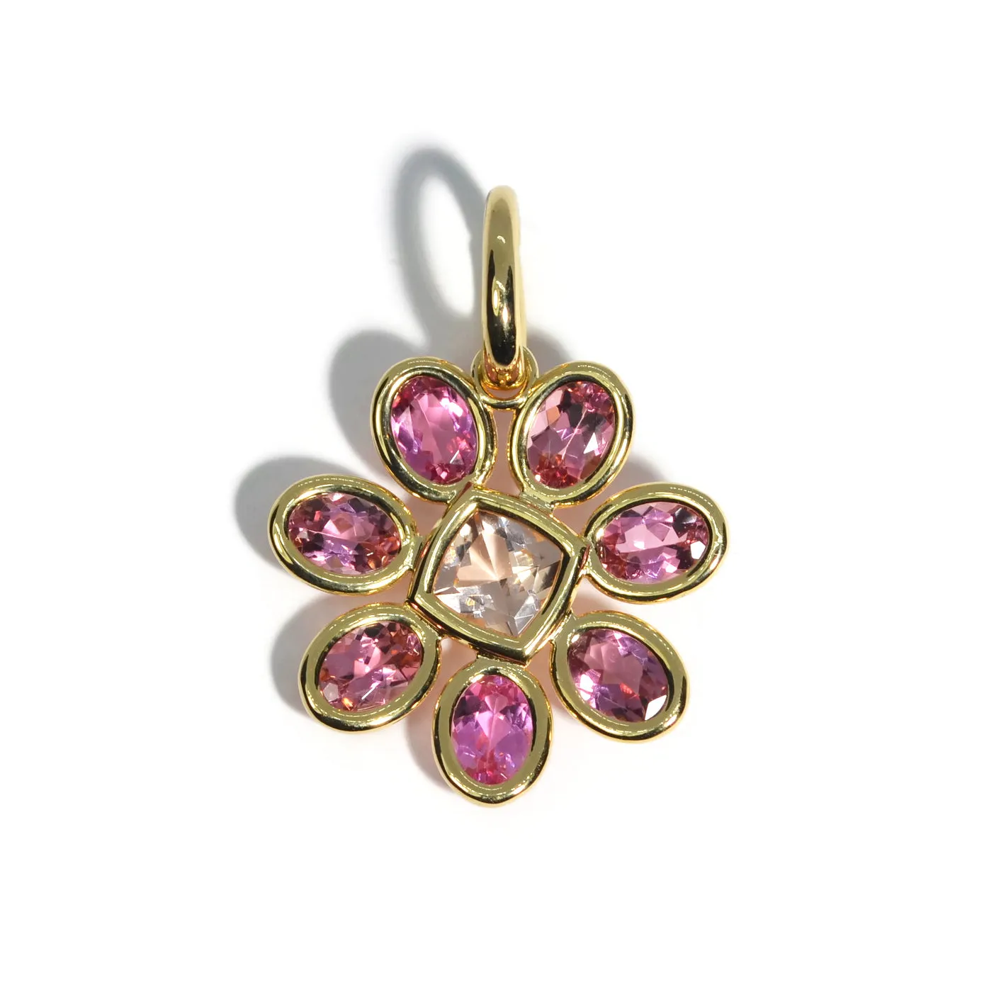 A & Furst - Fiori - Pendant with Pink Tourmaline and Morganite, 18k Yellow Gold