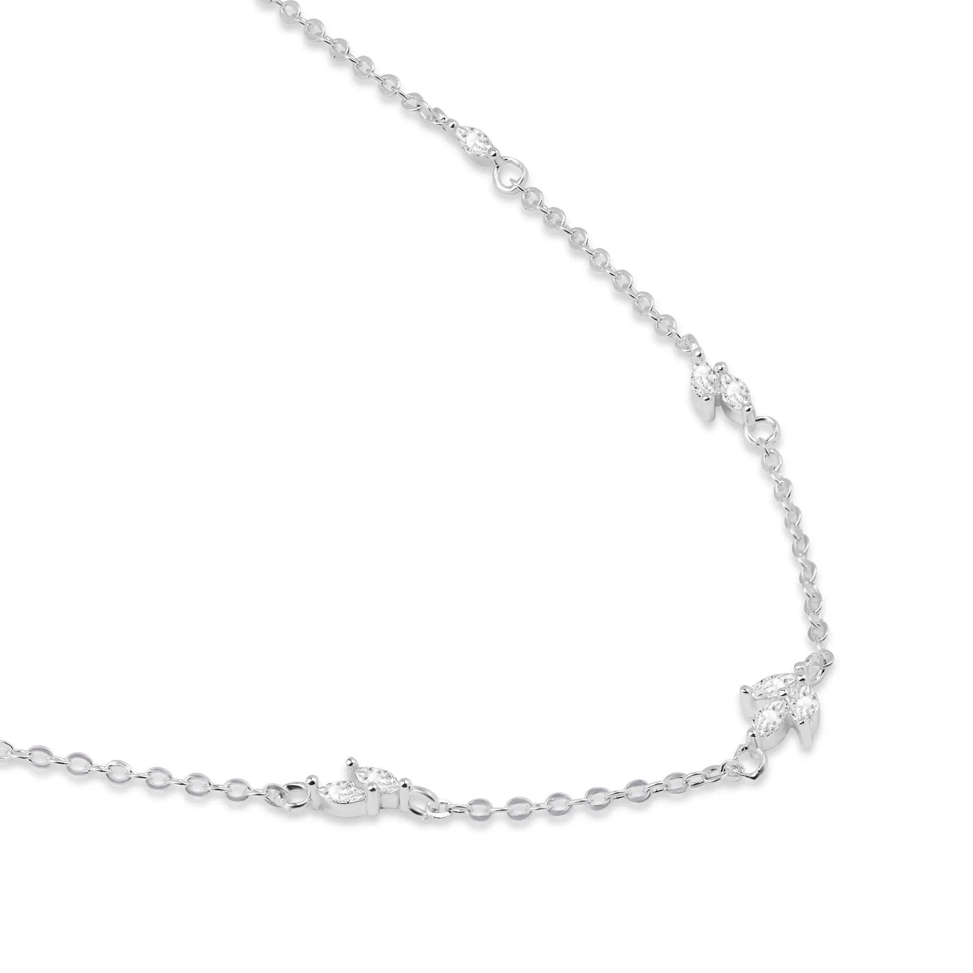 Accessorize London Women's Sterling Silver-Plated Cubic Zirconia Vine Collar Necklace