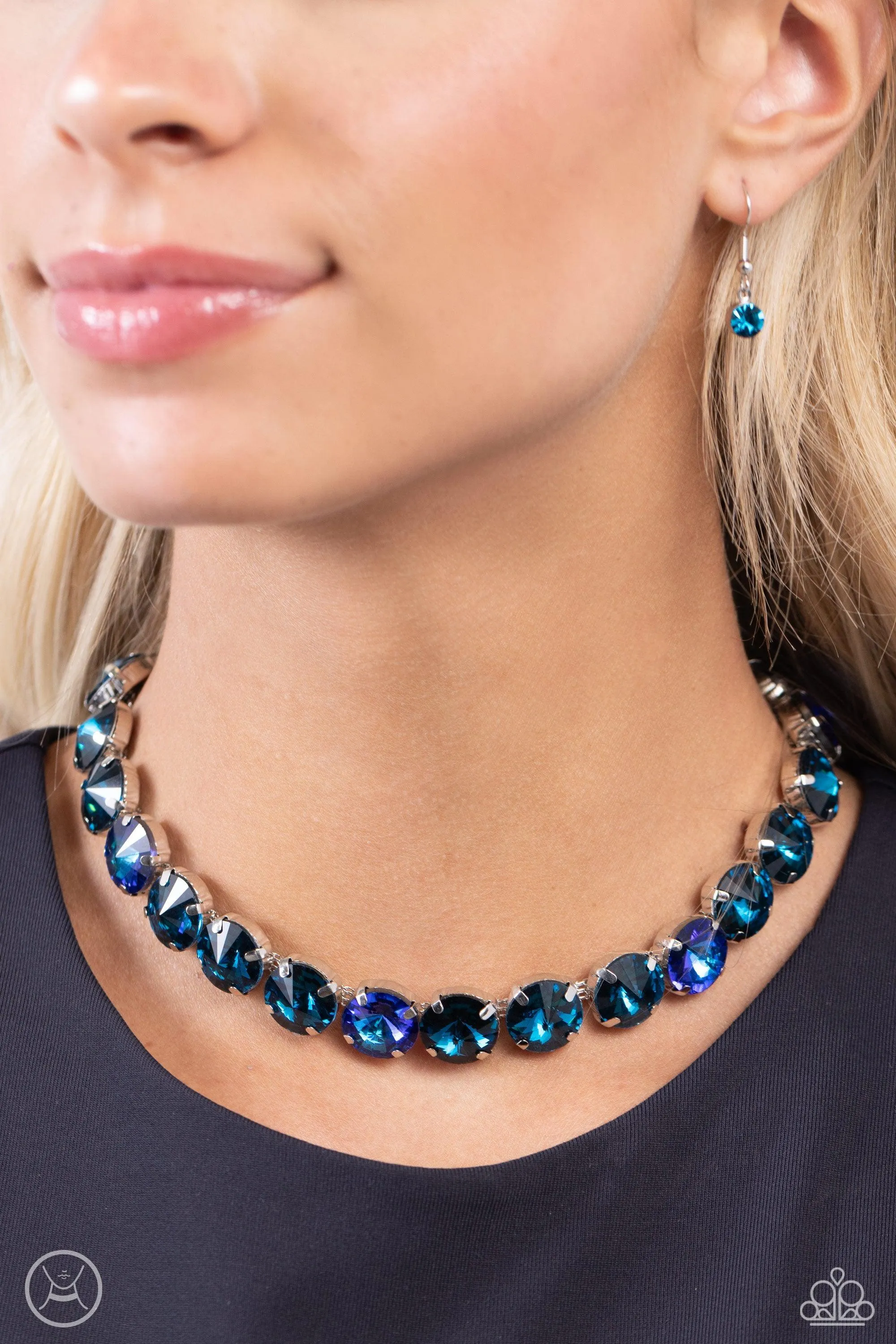 Alluring A-Lister Blue Rhinestone Choker Necklace - Paparazzi Accessories