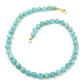 Amazonite Knotted Necklace with Gold Filled Lobster Claw Clasp