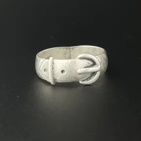 Antique Victorian Silver Buckle Wedding Band Ring