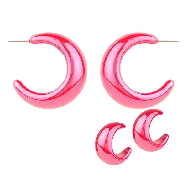 Barbie Theme Pearl Finish Hoop Earrings