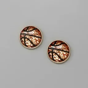 Basketball Sports Theme Glittered Stud Earrings