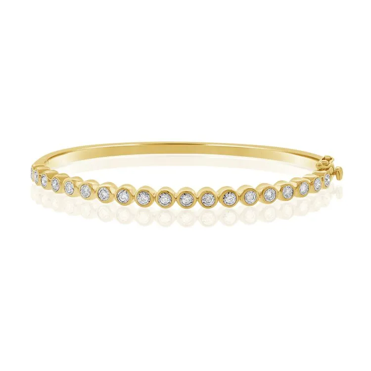 Bezel Set Diamond Bangle in Yellow Gold