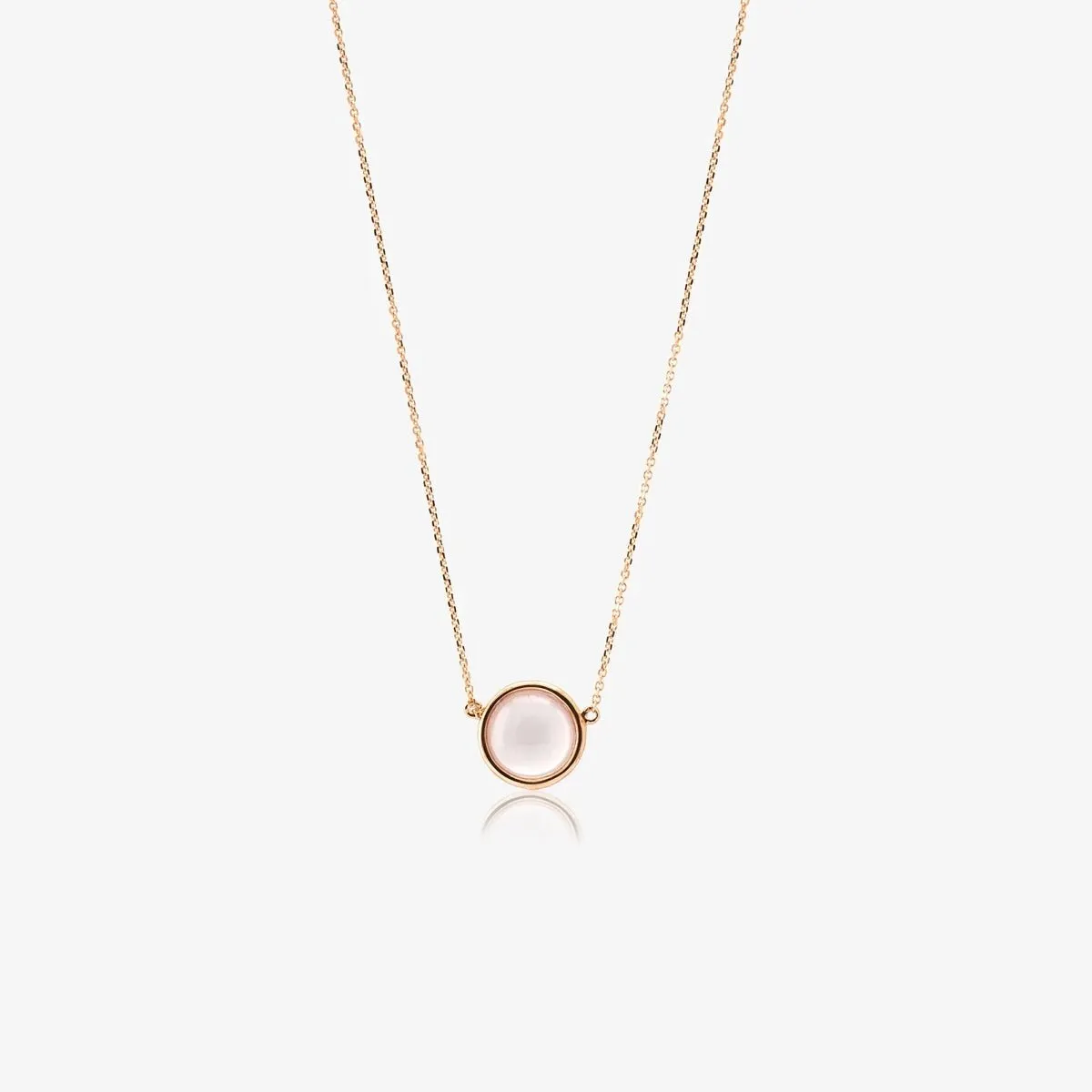 Bezel Set Rose Quartz Station Necklace in Solid 14k Rose Gold