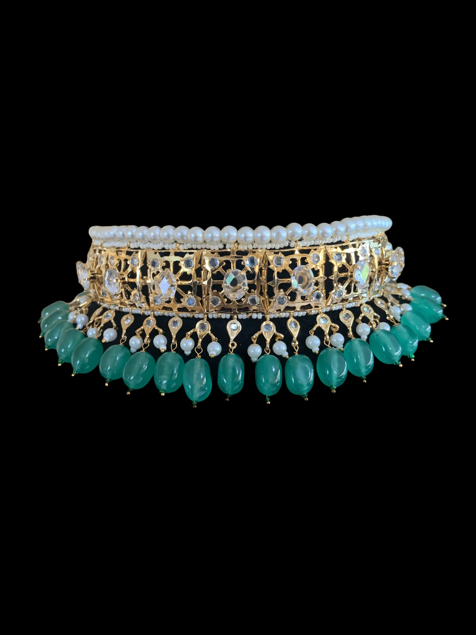 BR60 Insia Jadavi lacha bridal-set in light green beads  ( READY TO SHIP)