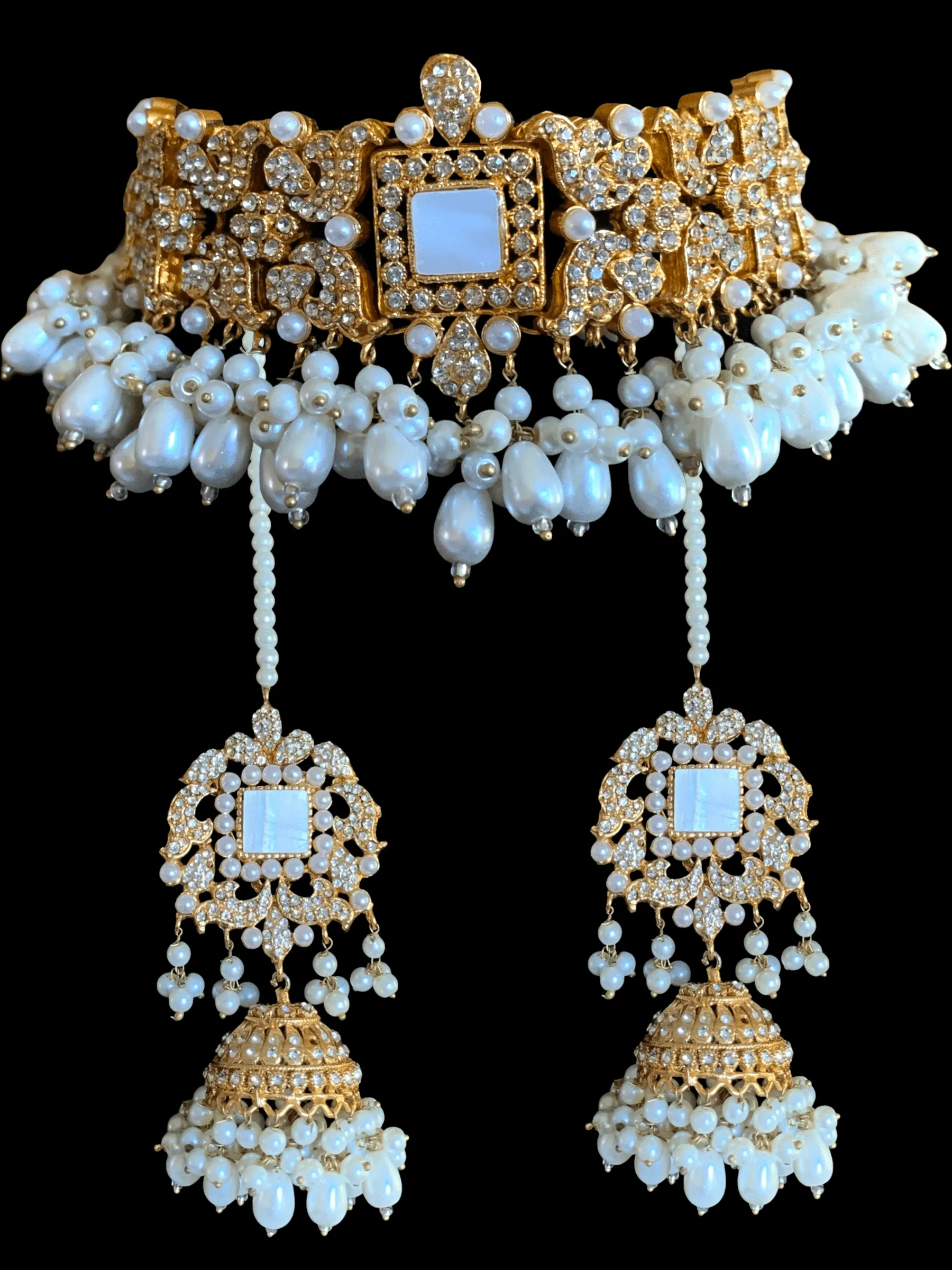 BR85 gold plated bridal set in pearls ( SHIPS IN 4 WEEKS )