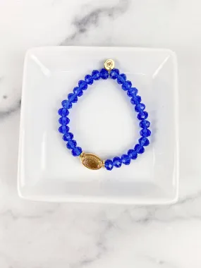 Bracelet Crystal Beaded Gold Football in Royal Blue