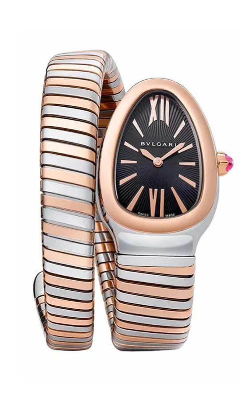 Bulgari Serpenti Single-Twirl Pink Gold and Steel Ladies Watch SP35BSPG.1T