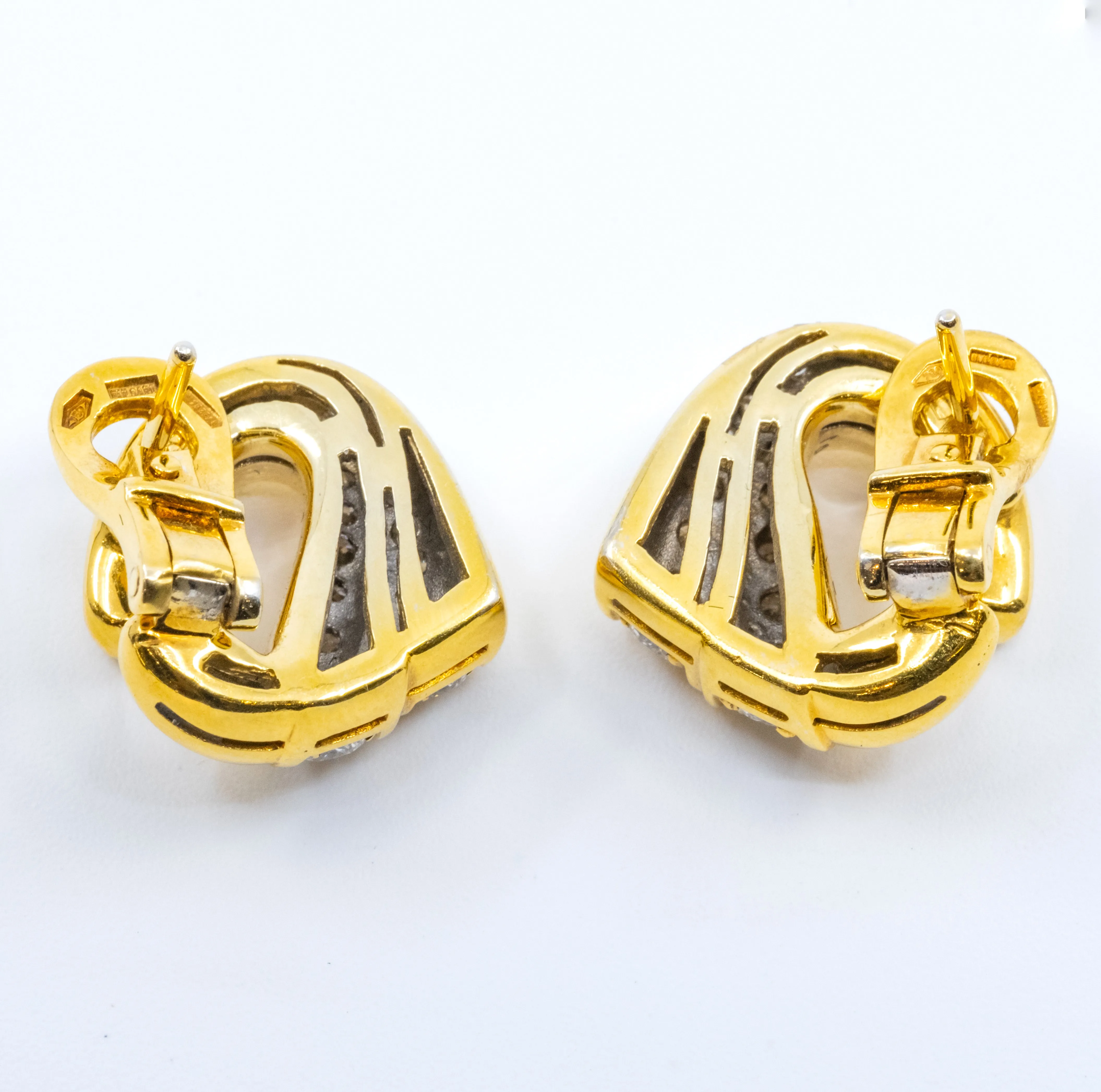 Bulgari Yellow Gold & Diamond Earrings