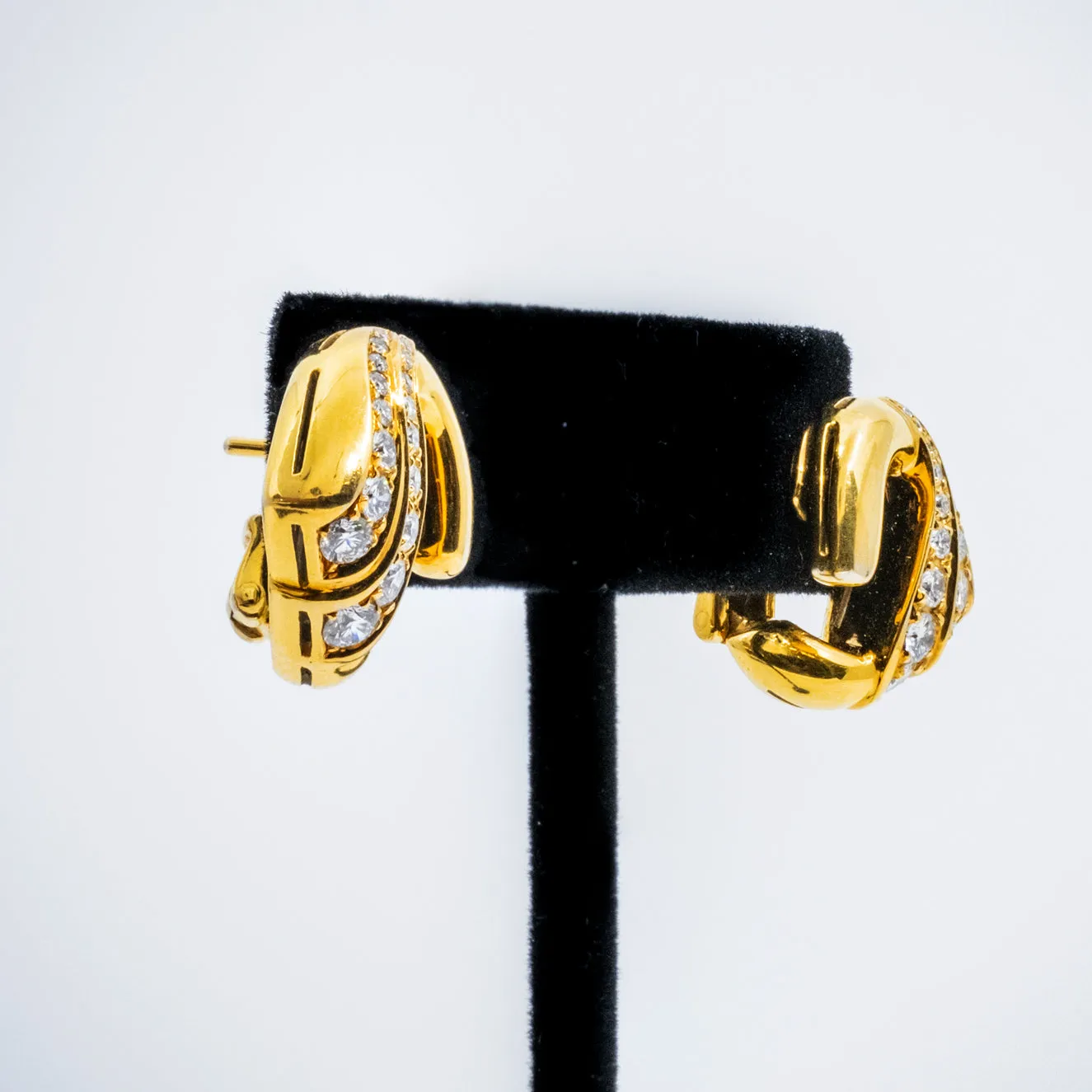 Bulgari Yellow Gold & Diamond Earrings