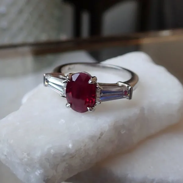 Burmese Ruby & Diamond Ring