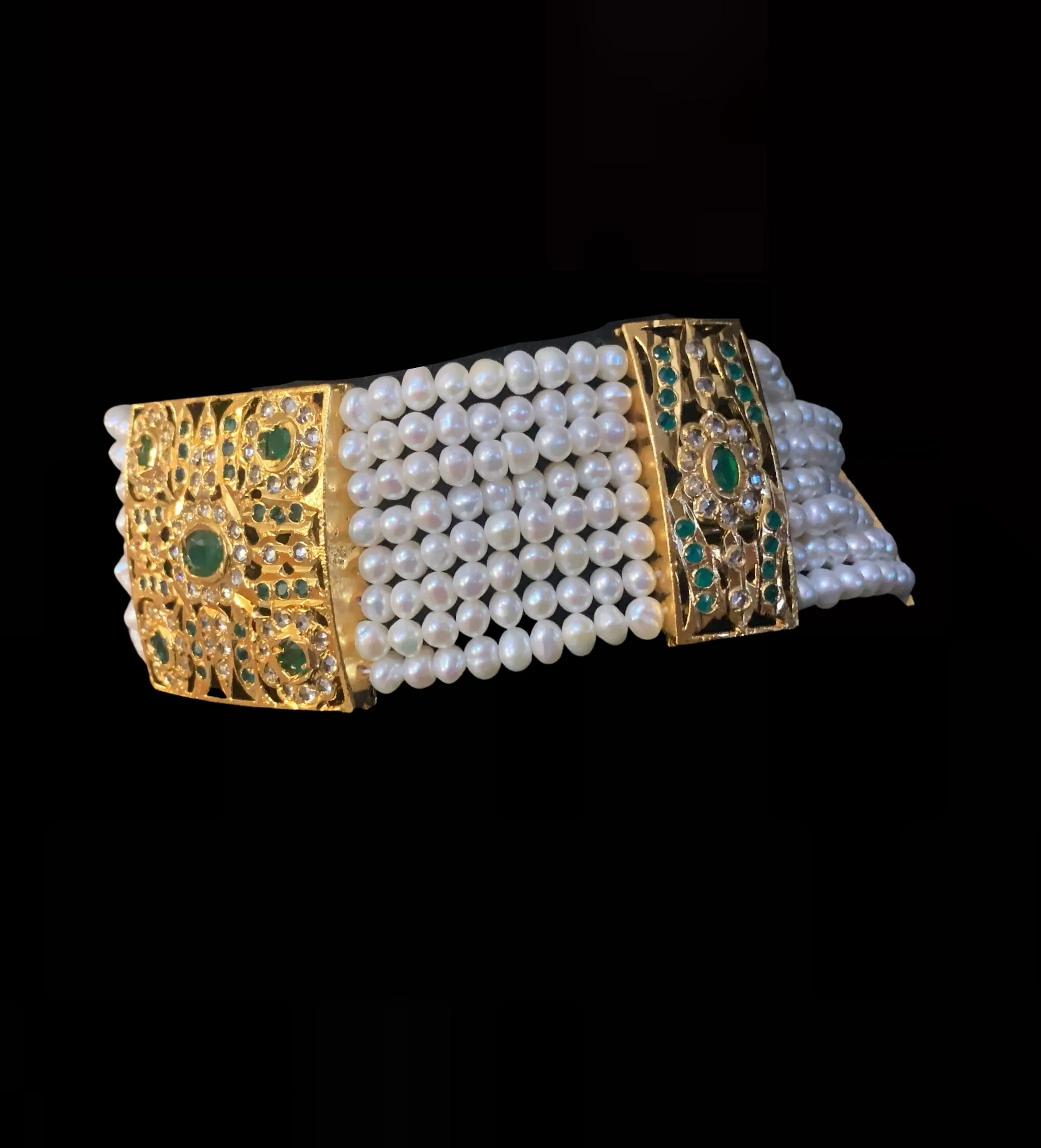 C18 Adeeva fresh water pearl choker in emeralds  ( READY TO SHIP )