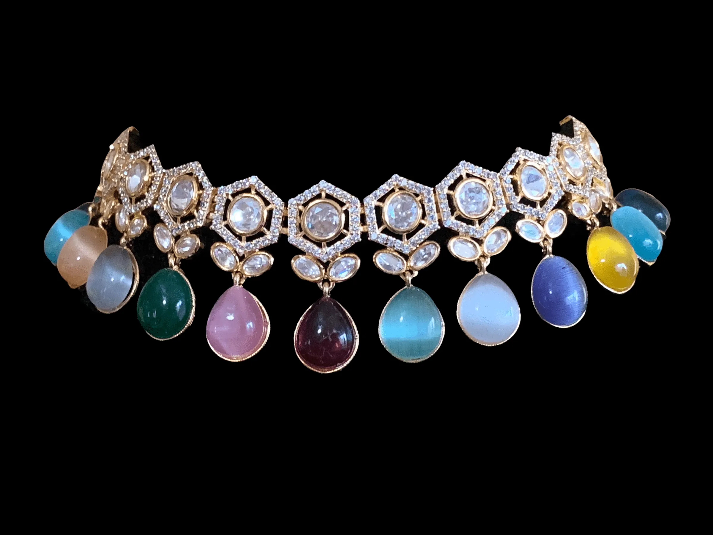 C187 multicolor gold plated choker ( READY TO SHIP)