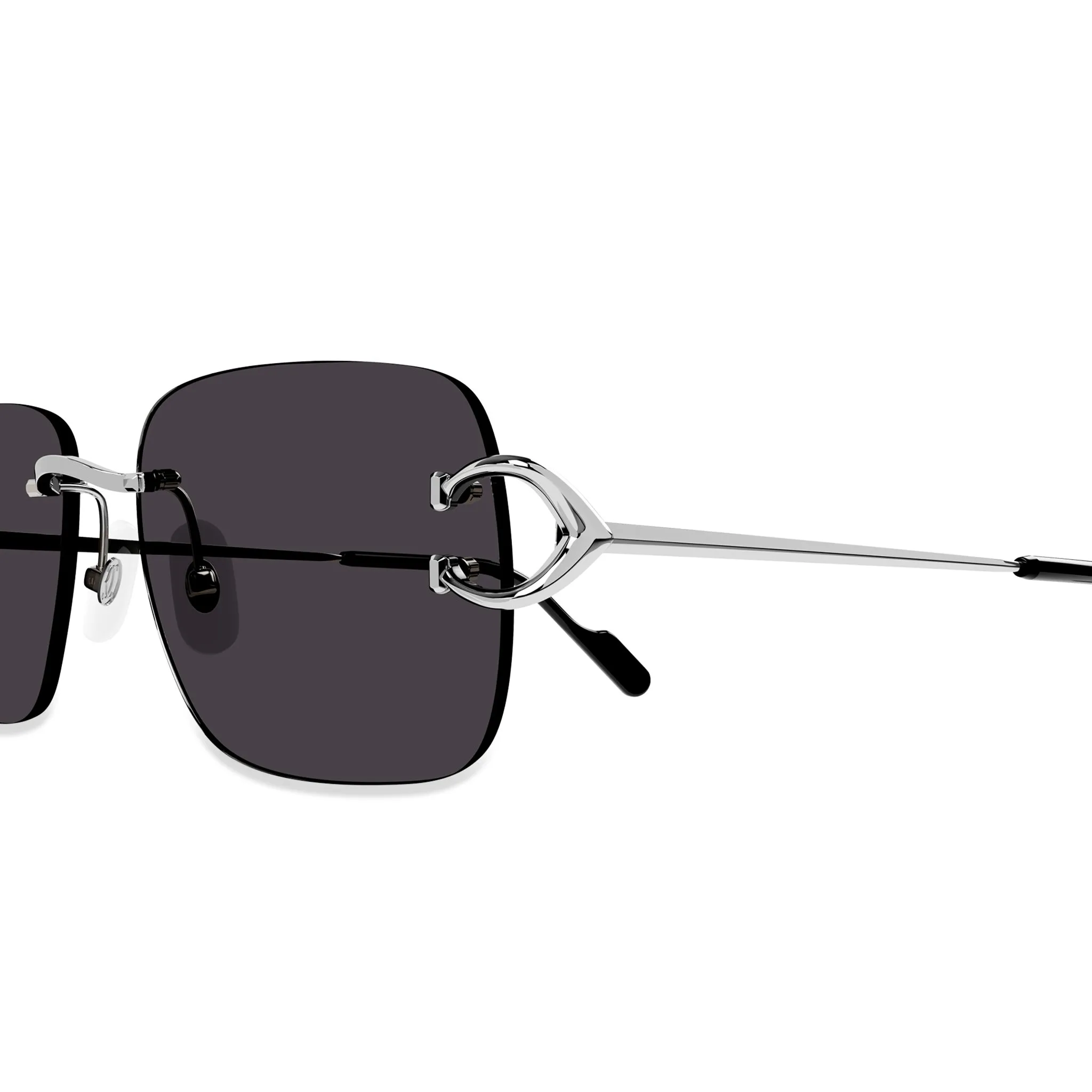 Cartier Eyewear CT0330S-001 C Decor Silver Grey Rimless Sunglasses