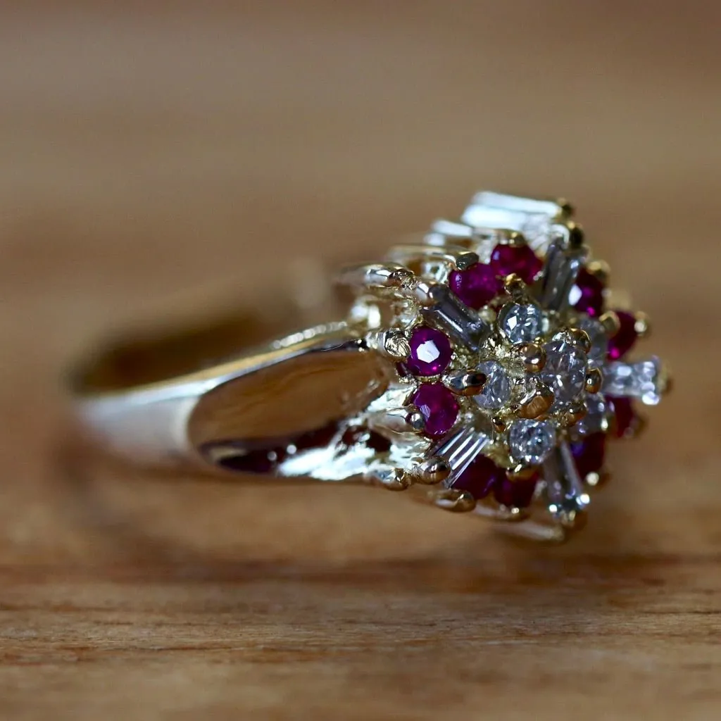 Celestial Light 14k Gold, Ruby and Diamond Ring