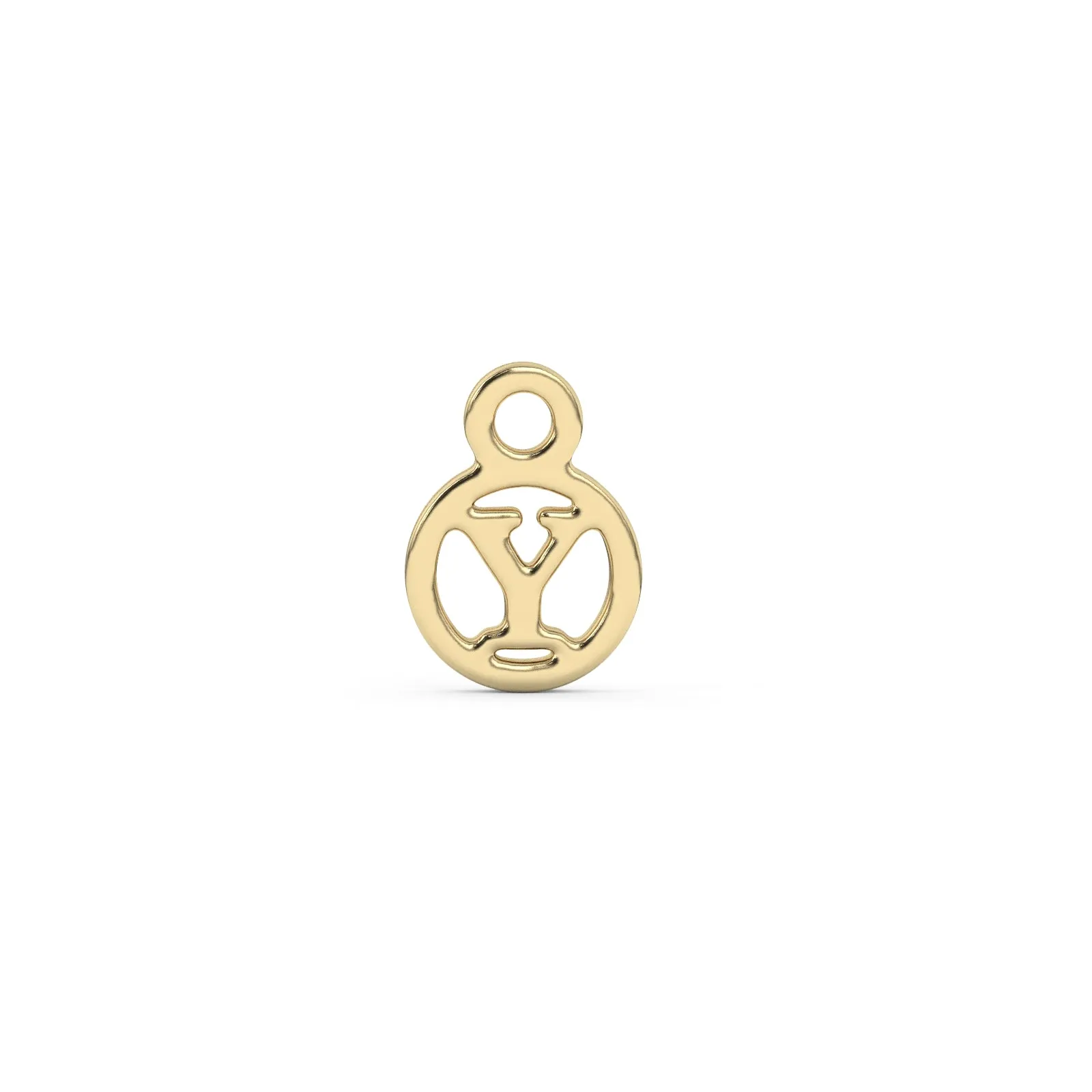 Circle Initial Charm - Y | 10k Yellow Gold