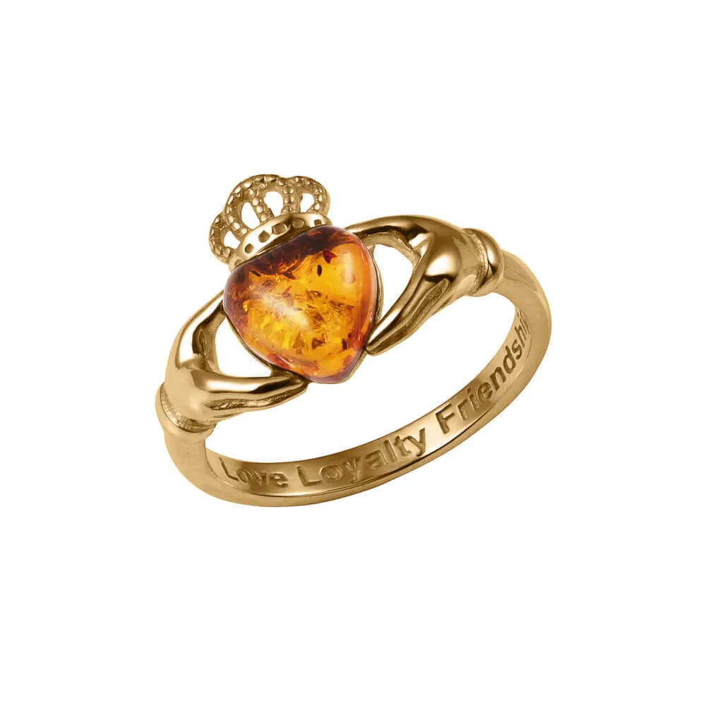 Claddagh Baltic Amber Ladies Ring