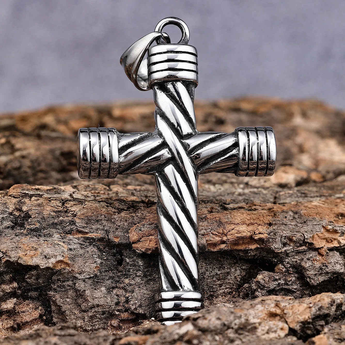 Cross - Traditional Cross Pendant - Rope Necklace (281)