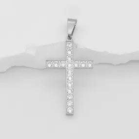 CZ Paved Cross Pendant - Silver