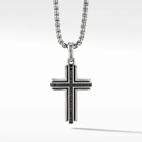 David Yurman Men's Deco Cross Pendant with Pave Black Diamonds