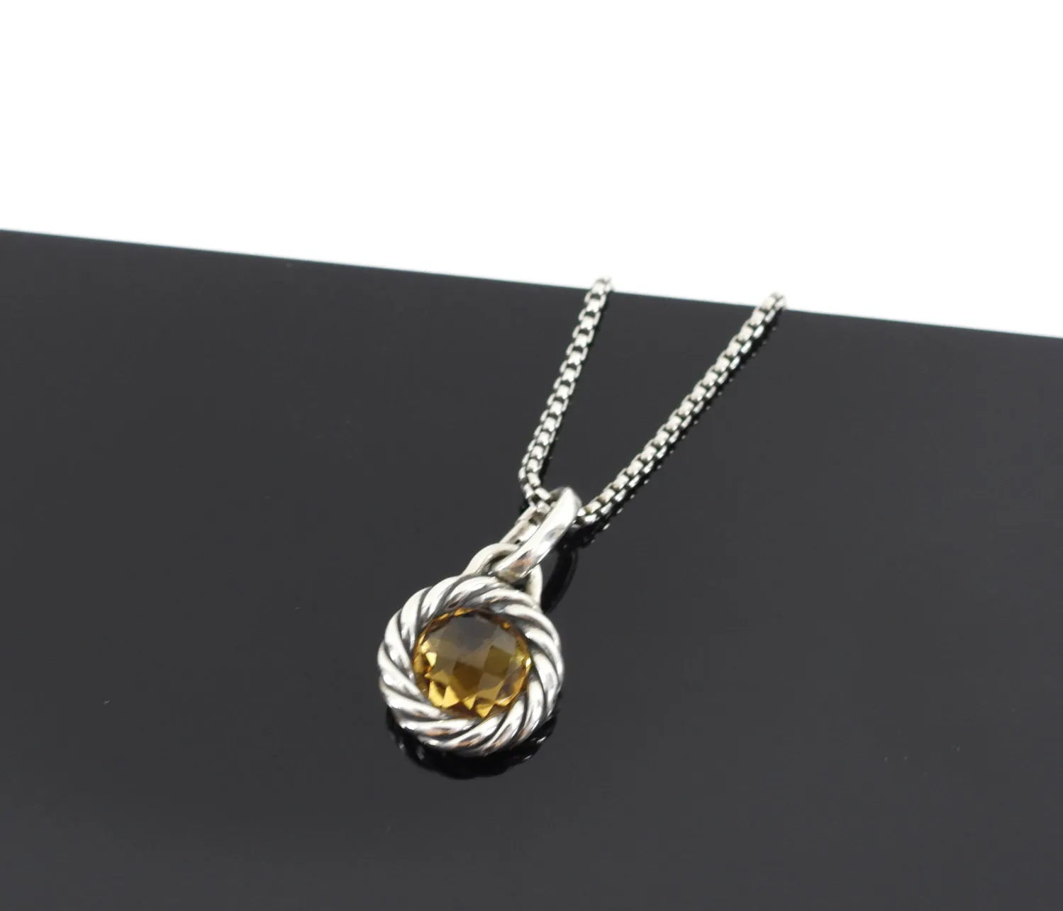 David Yurman Sterling Silver Citrine Pendant Necklace