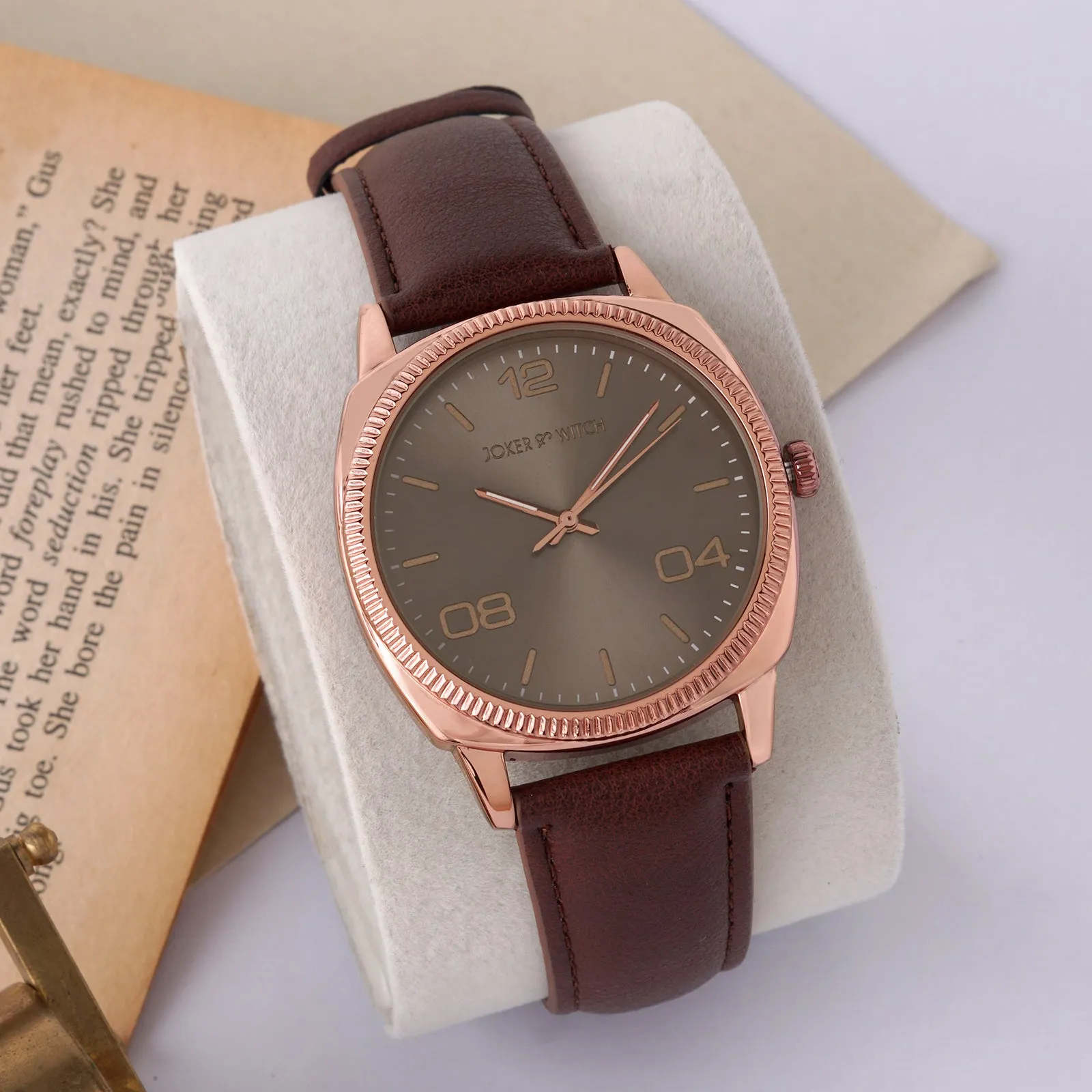 Dean Grey Dial Brown Pu Strap Watch