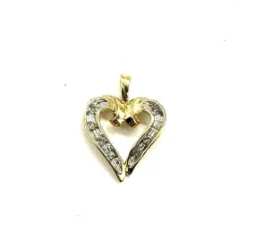 Diamond Accent Ribbon Heart Pendant