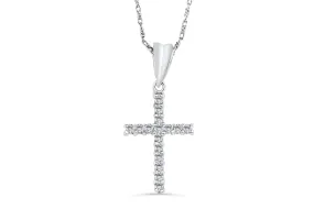 Diamond Cross Pendant 0.26 CT TW 14K White Gold DPEN017