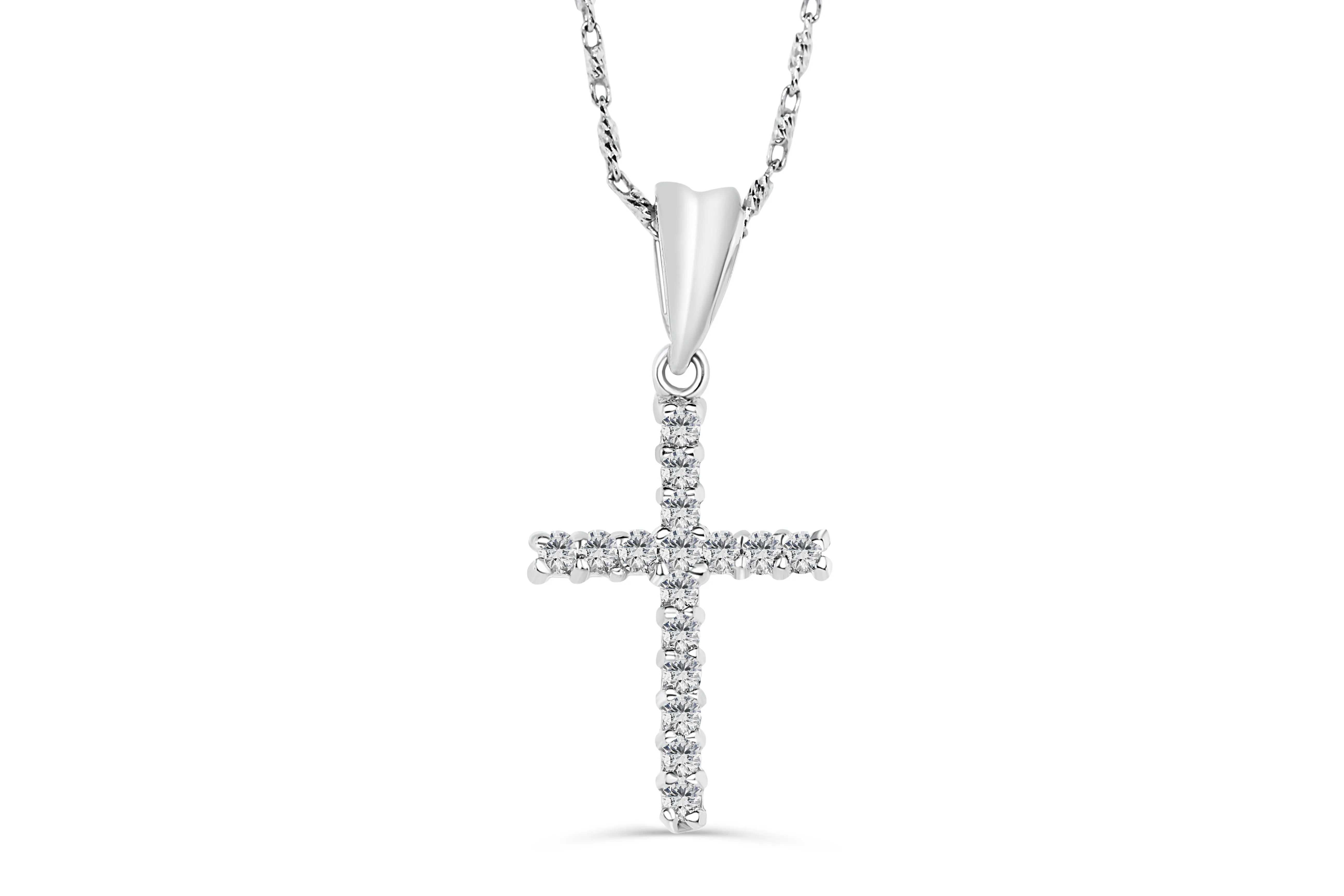 Diamond Cross Pendant 0.26 CT TW 14K White Gold DPEN017